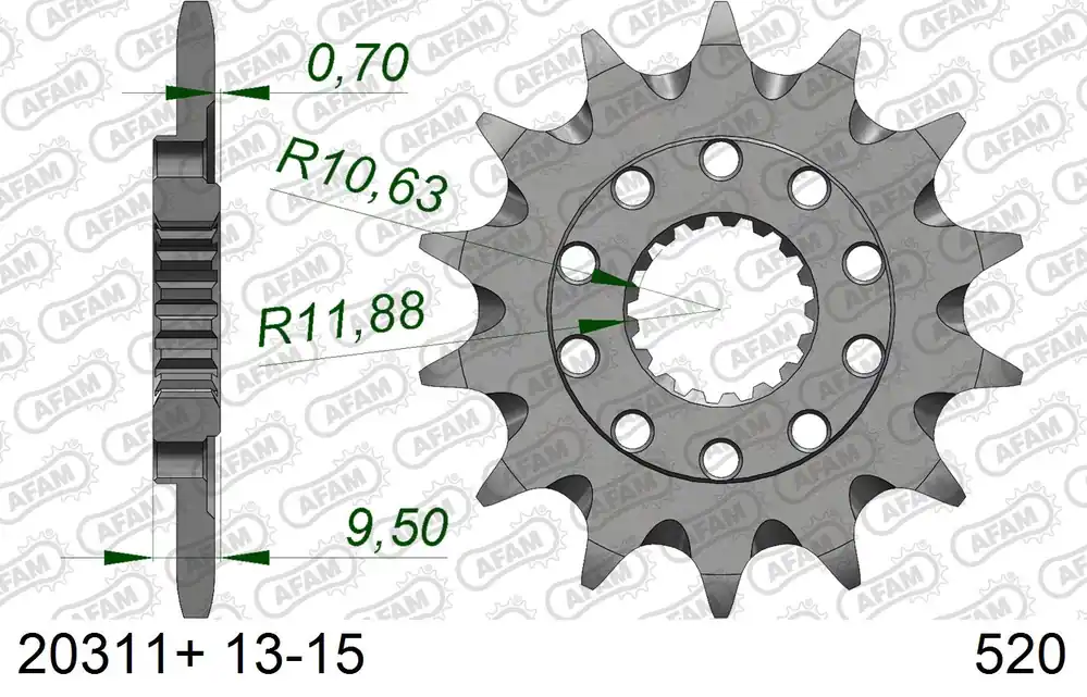 Flitsaanbieding AFAM voortandwiel moddergroef 13 tands staal Honda CR 250R 88-07 & CR 500R 88-01 & CRF 450R 02- & CRF 450 RX 17-