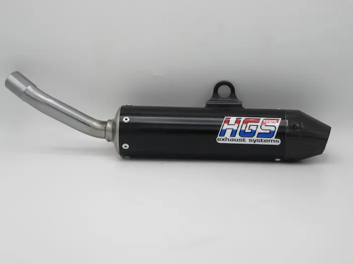 HGS uitlaatdemper aluminium Zwart met carbon eindkap Yamaha YZ 125 2002- & Fantic XX 125 2021- Express Levering