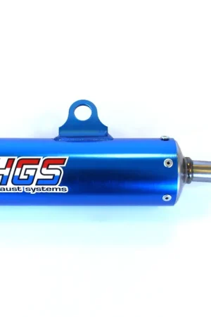 HGS uitlaatdemper aluminium blauw met carbon eindkap Yamaha YZ 125 2002- & Fantic XX 125 2021- Op = Op