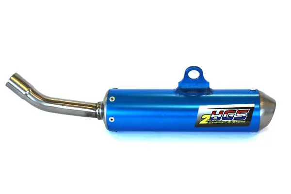 HGS uitlaatdemper aluminium blauw Yamaha YZ 125 2002- & Fantic XX 125 2021- Direct Beschikbaar