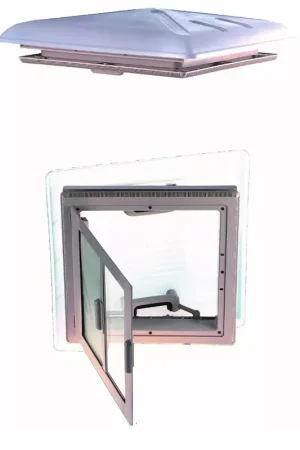 Actieprijs MPK Dakluik 40x40 Transparant Grote Kap+Combirollo wit