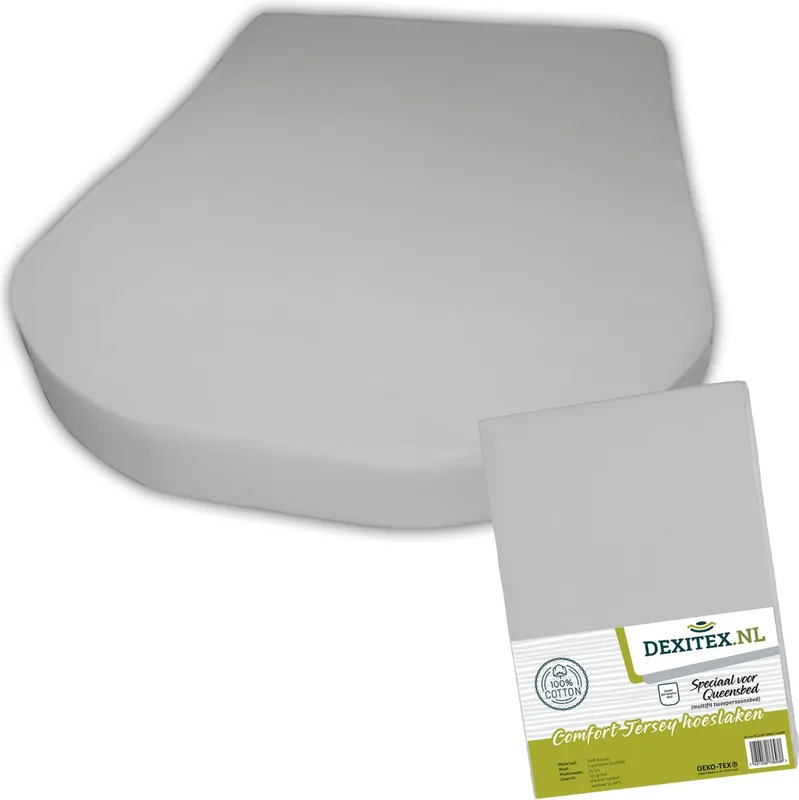 2 Delige set Queensbed, (1x) Hoeslaken Lichtgrijs (1x) Molton Betrouwbaar