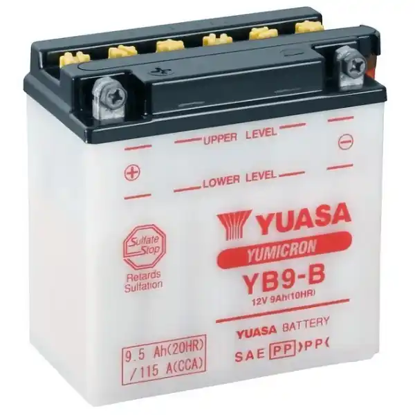 Aanbieding accu yuasa yb9-b 9amp past op fly 4t, liberty 4t, lx 4t, lxv, runner 180cc